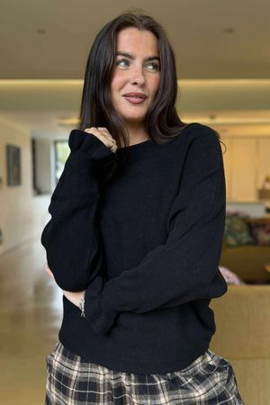 Conrad Batwing Ruffle Cuff Knit Black